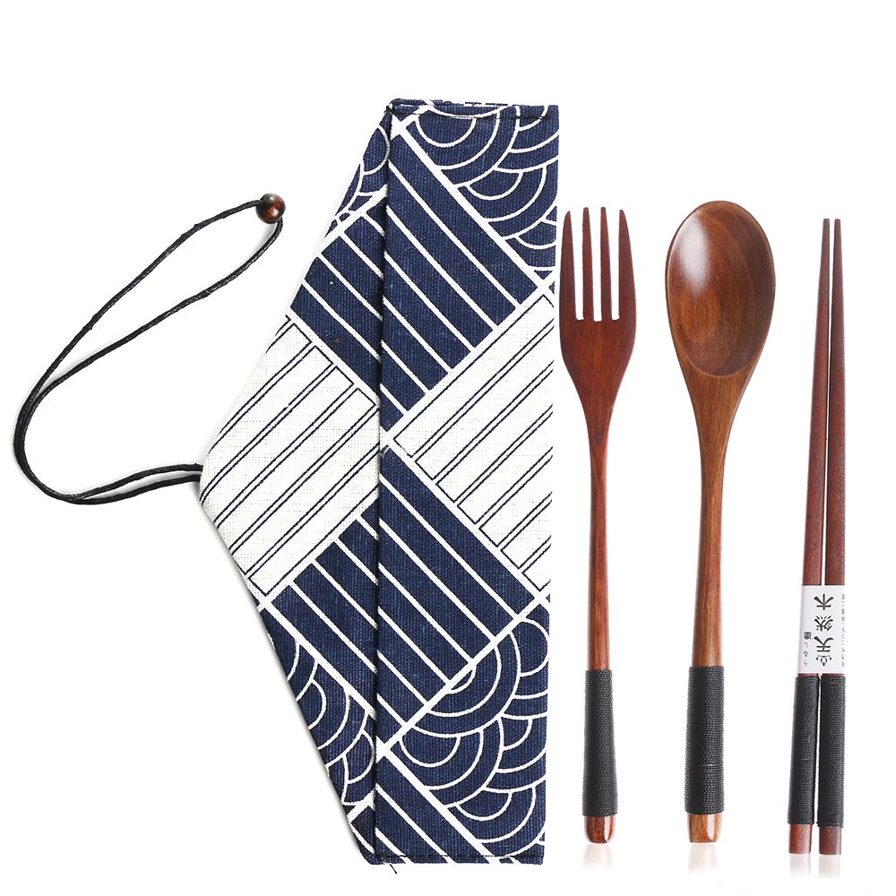 Bamboo Cutlery Travel - Japanese Style Cutlery Set Portable Wooden