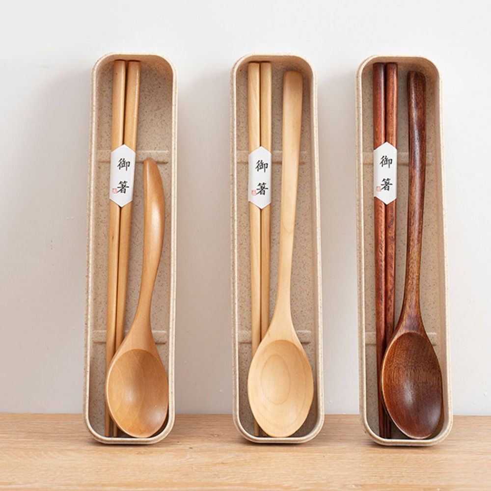 Picnic With Box Wooden Chopsti - đánh giá và giá Bamboo Cutlery Travel