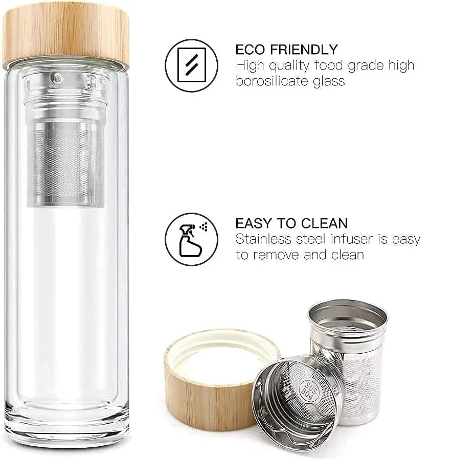 300/400/500ml Double-layer Gla - đánh giá và giá Bamboo Cutlery Travel