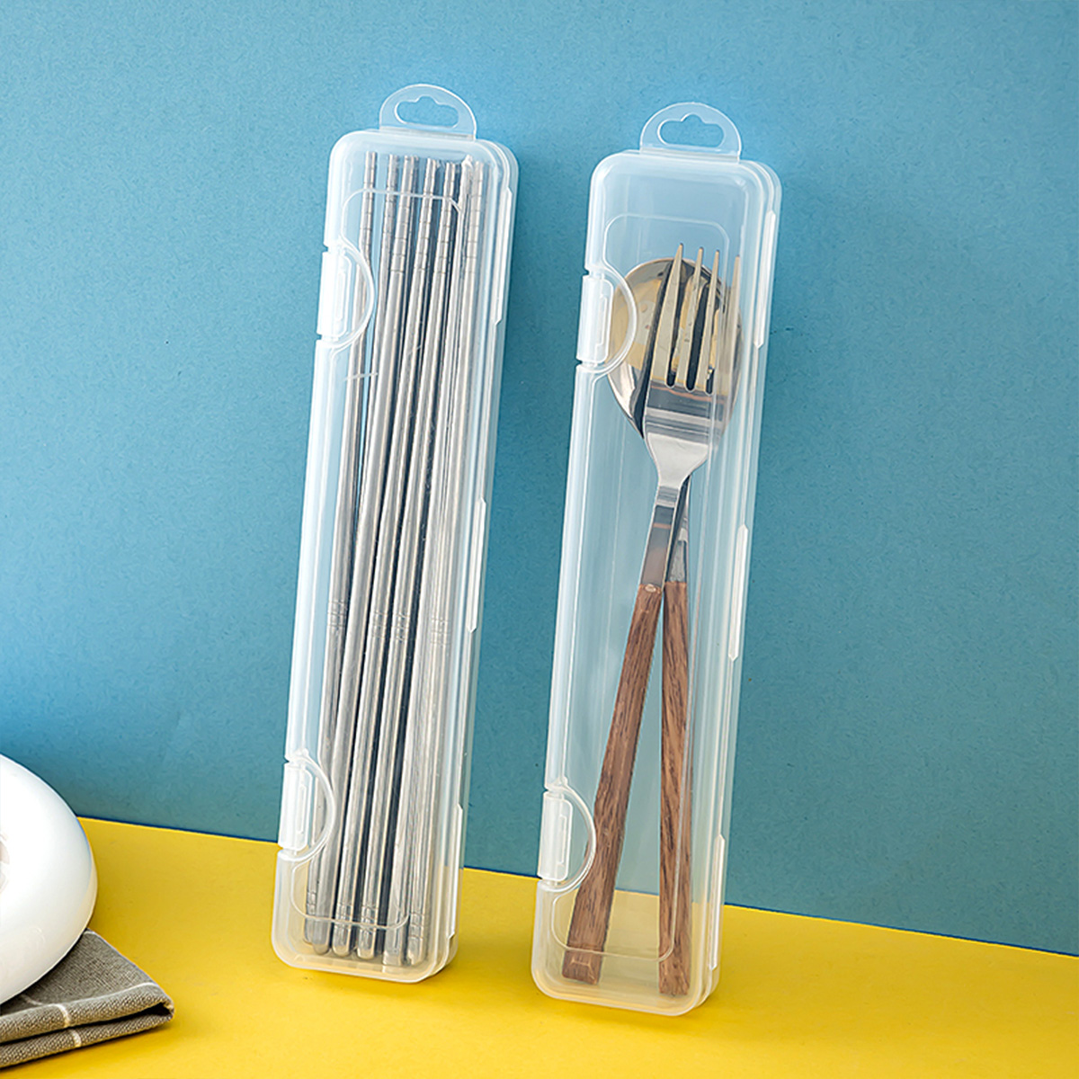 Portable Transparent Tableware - đánh giá và giá Bamboo Cutlery Travel