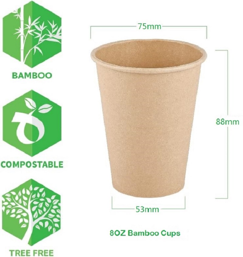 8 oz Bamboo Fiber Paper Cups B - đánh giá và giá Bamboo Cutlery Travel