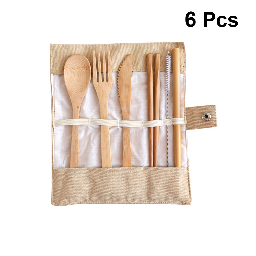 6Pcs Bamboo Cutlery Set Portab - đánh giá và giá Bamboo Cutlery Travel